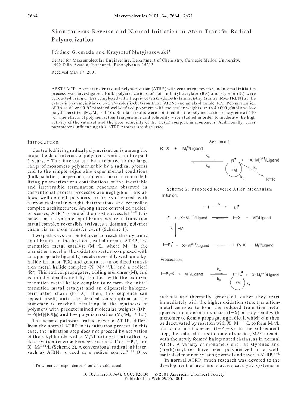 Simultaneous Reverse and Normal Initiation in Atom Transfer Radical Polymerization