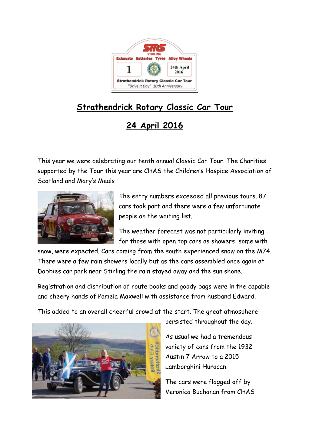 Strathendrick Rotary Classic Car Tour 24 April 2016