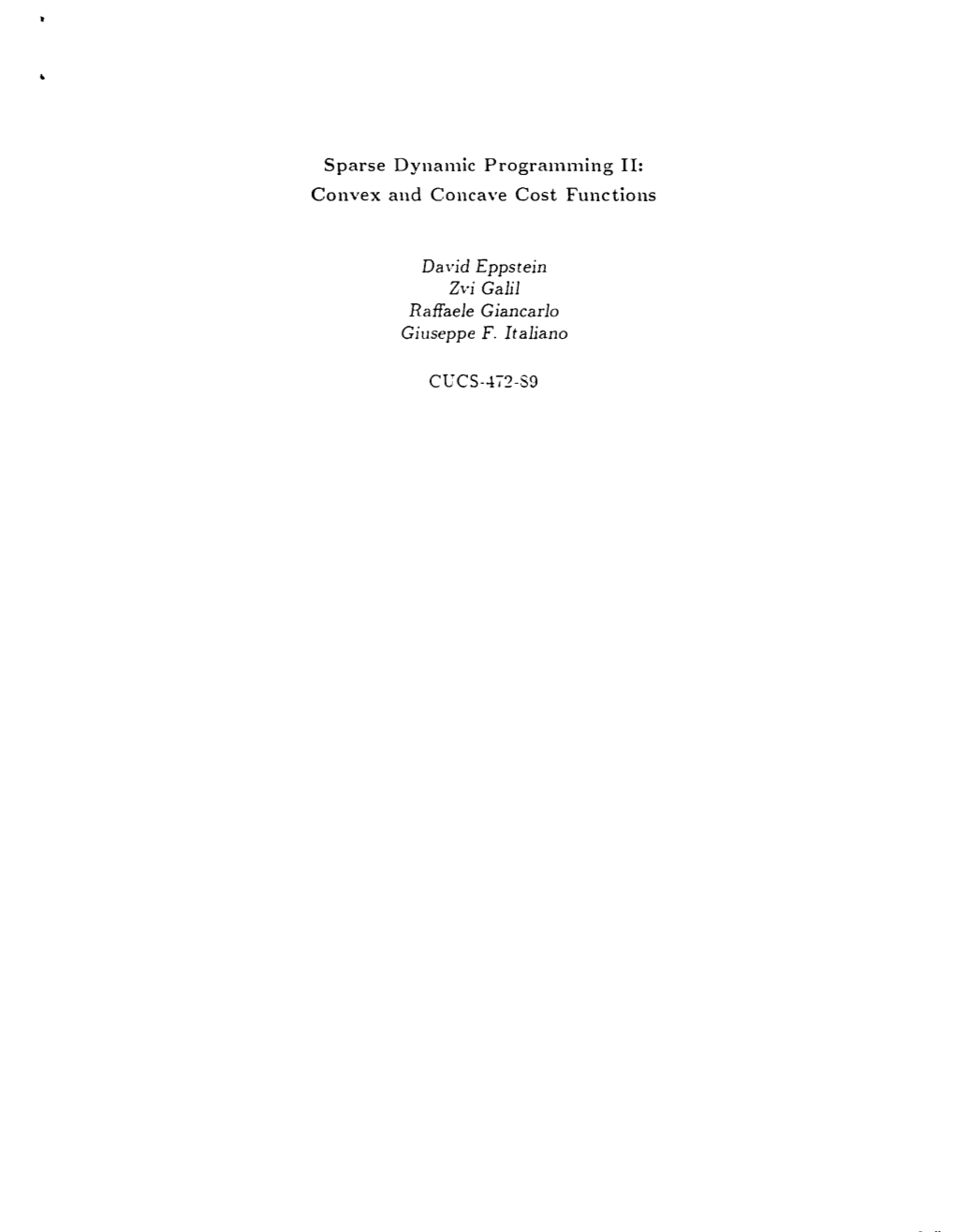 Sparse Dynamic Programming II: Convex and Concave Cost Functions