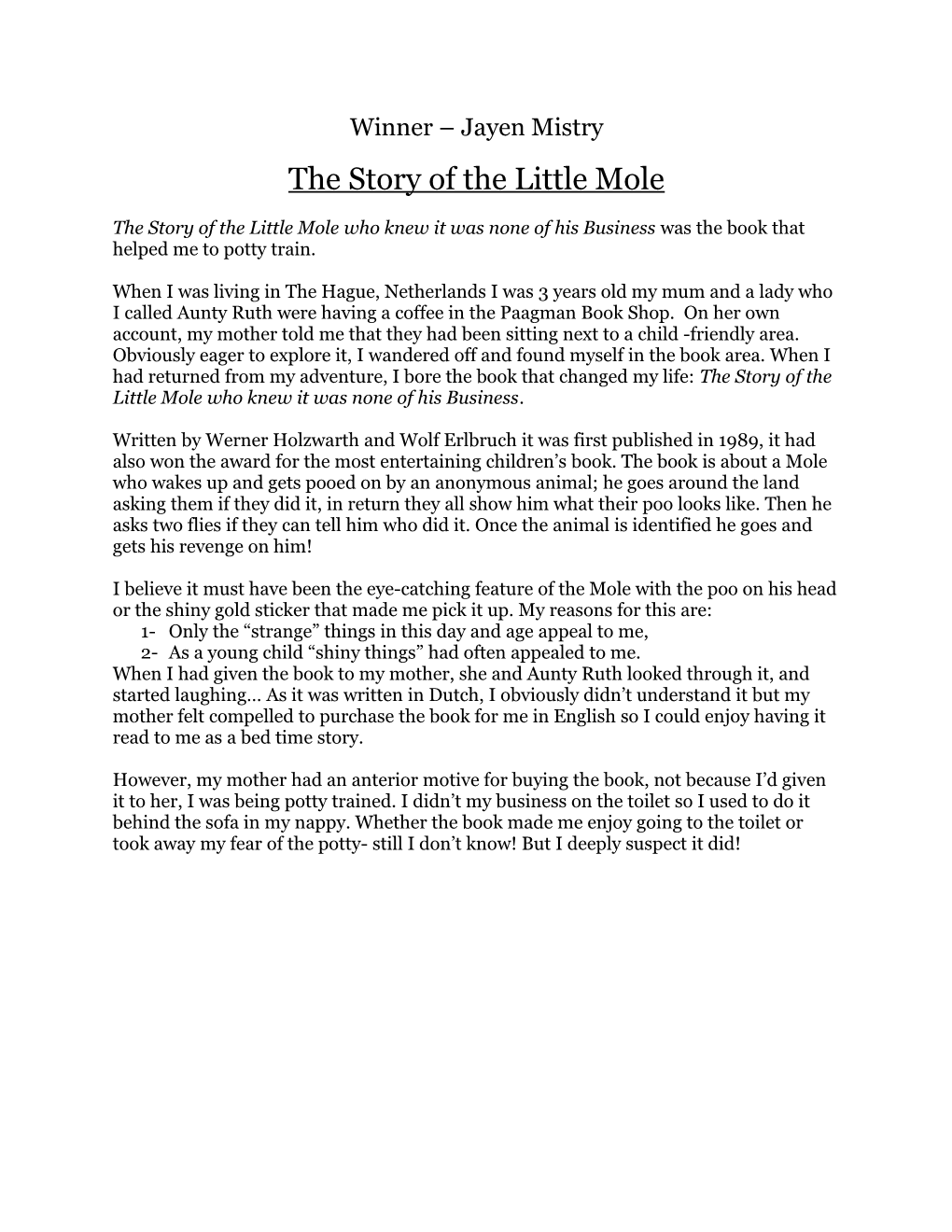 The Story of the Little Mole