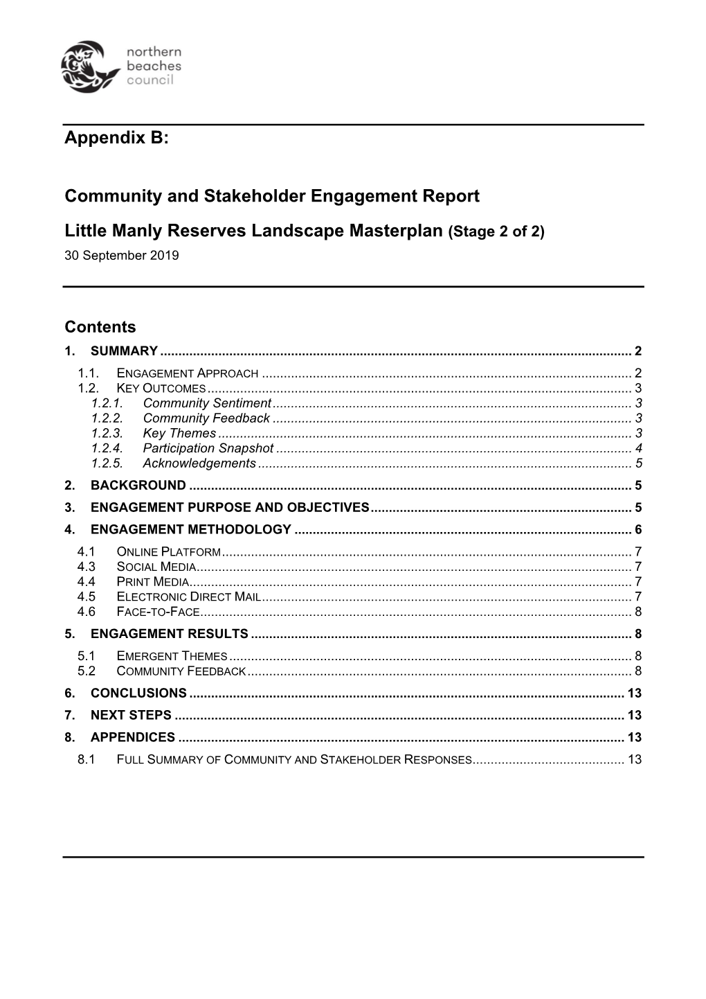 Community and Stakeholder Engagement Report Little Manly