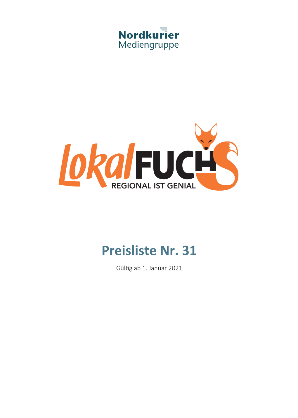 Unsere Preisliste Lokalfuchs-Wochenblatt 2021