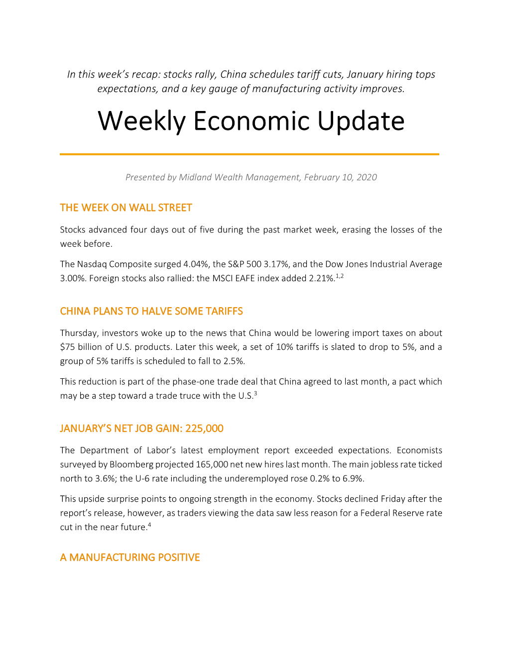 Weekly Economic Update