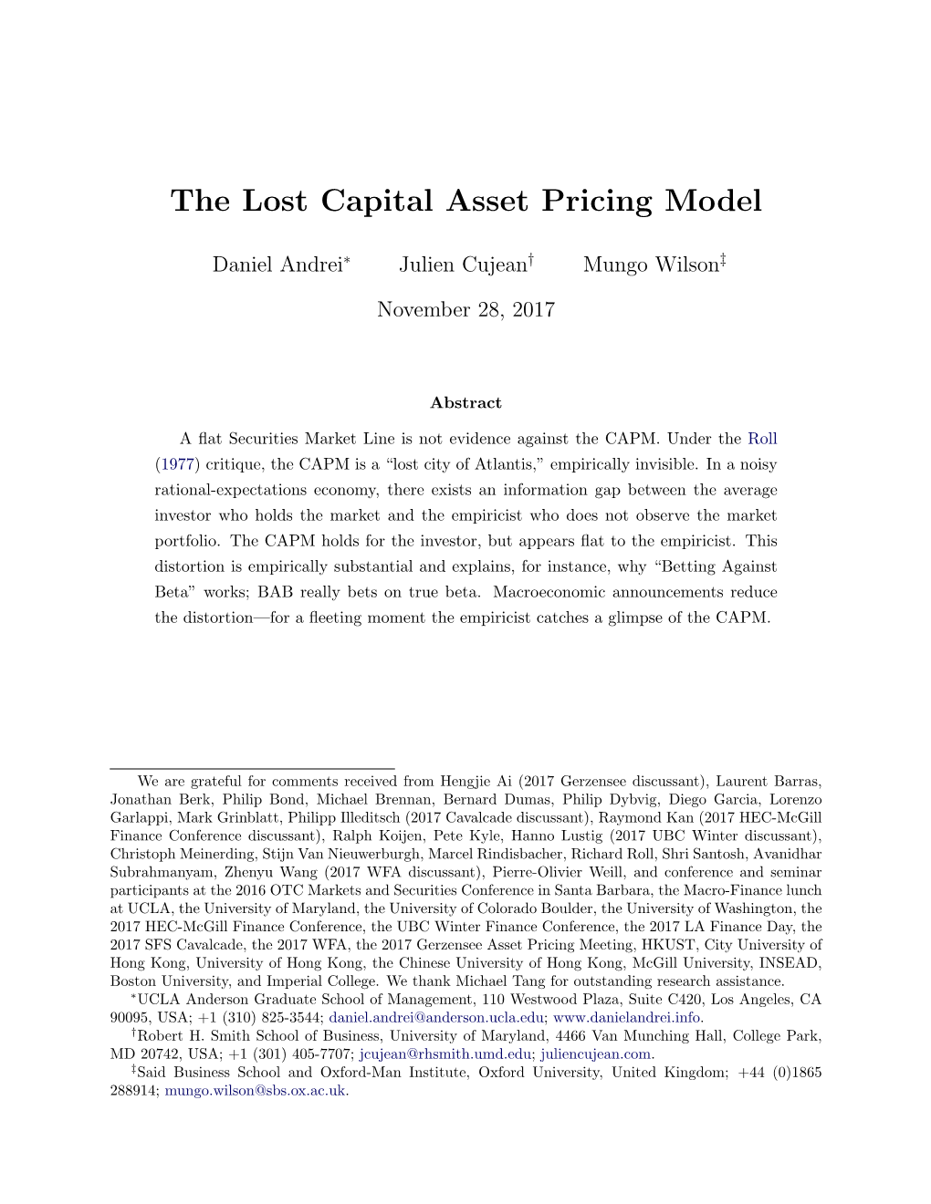 The Lost Capital Asset Pricing Model