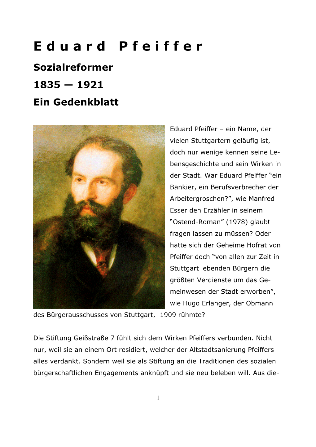 Denkblatt Eduard Pfeiffer