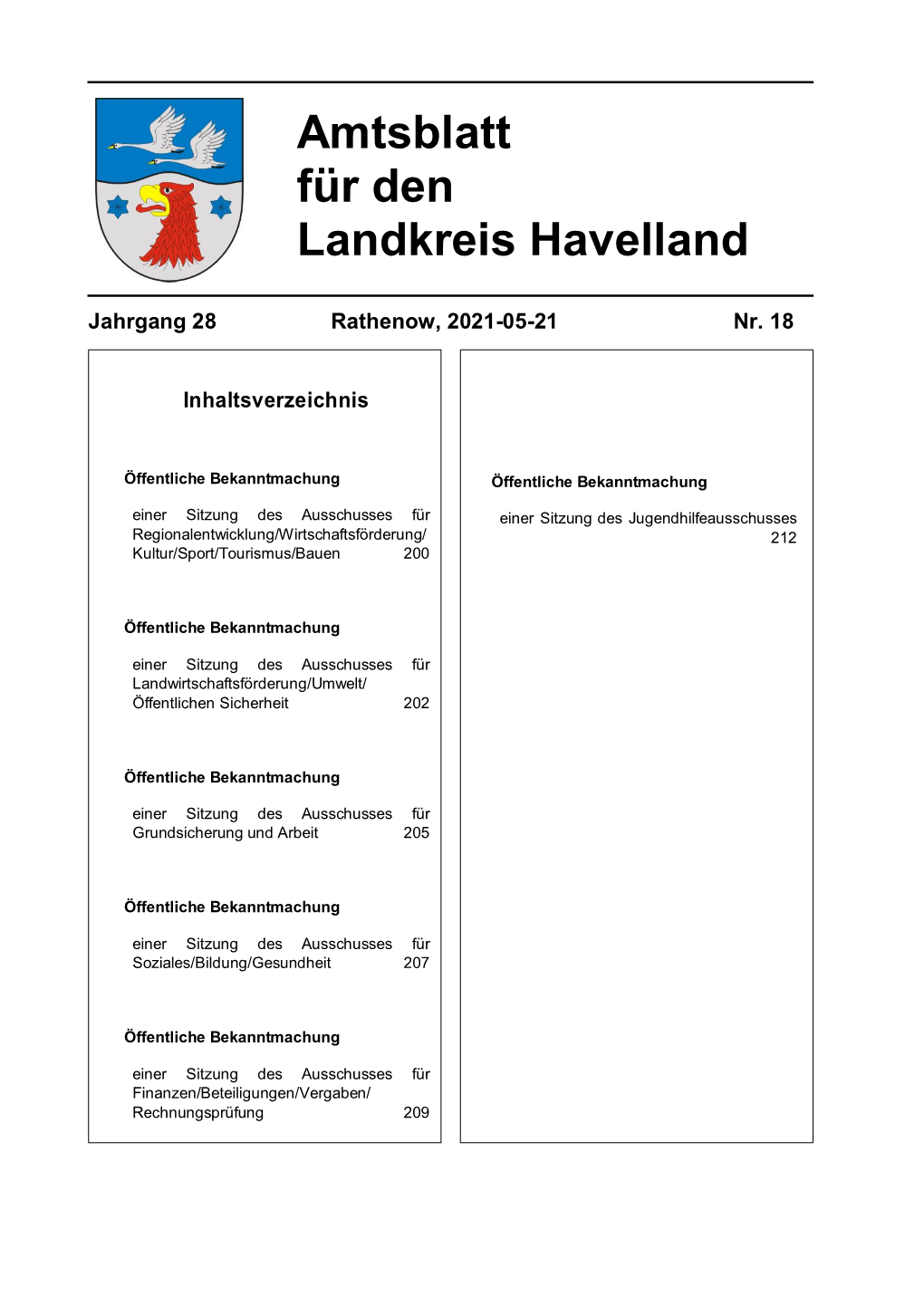 Amtsblatt Für Den Landkreis Havelland Seite 200