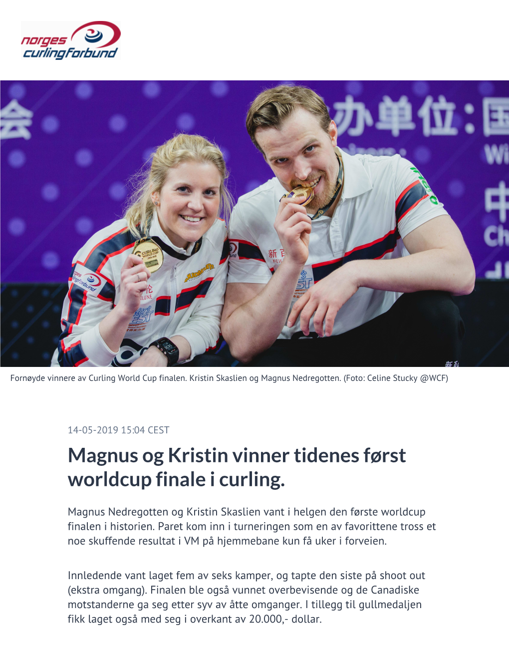 Magnus Og Kristin Vinner Tidenes Først Worldcup Finale I Curling