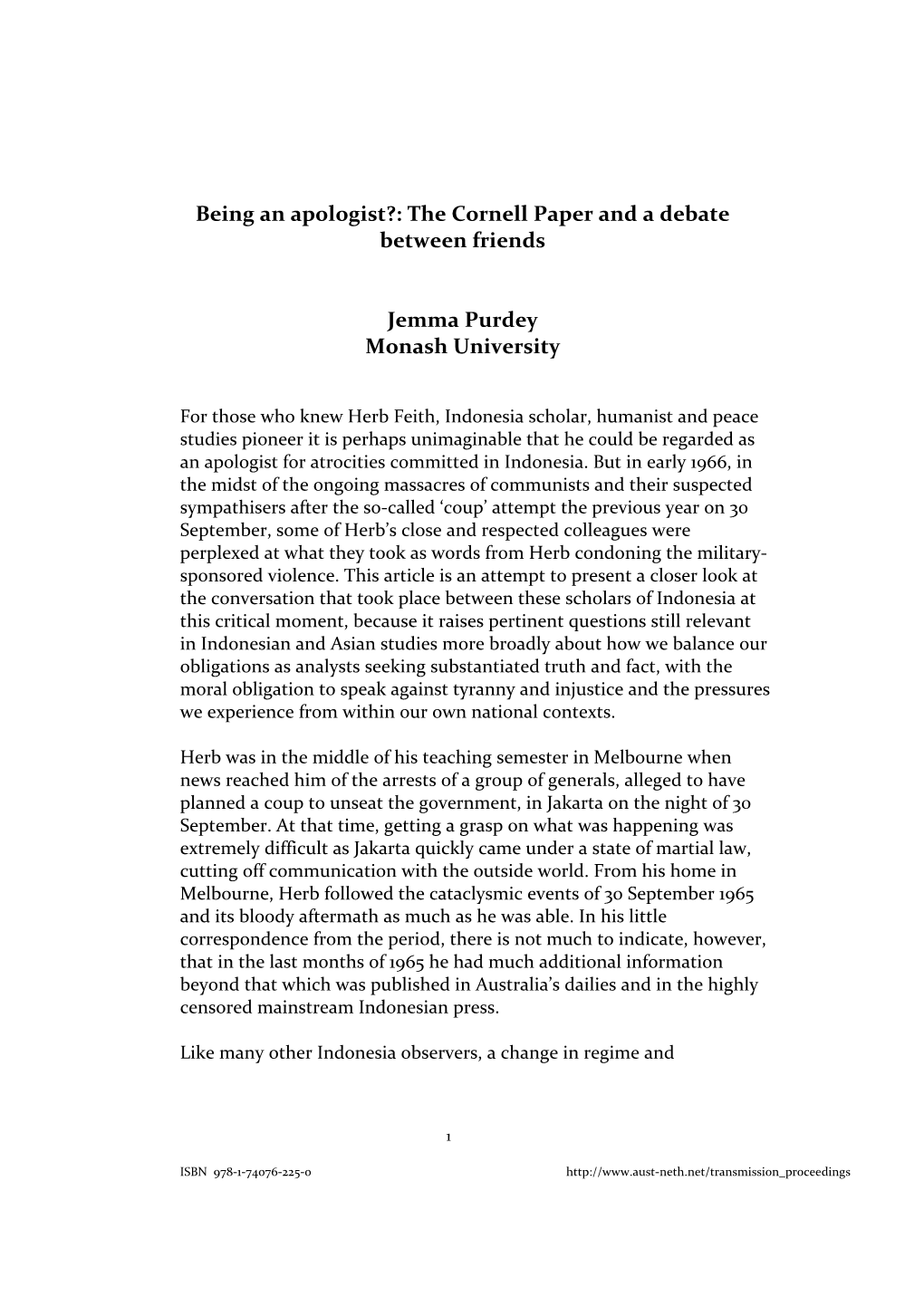 Being an Apologist?: the Cornell Paper and a Debate Between Friends