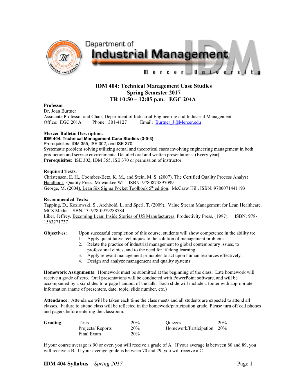 IDM 404: Industrial Management