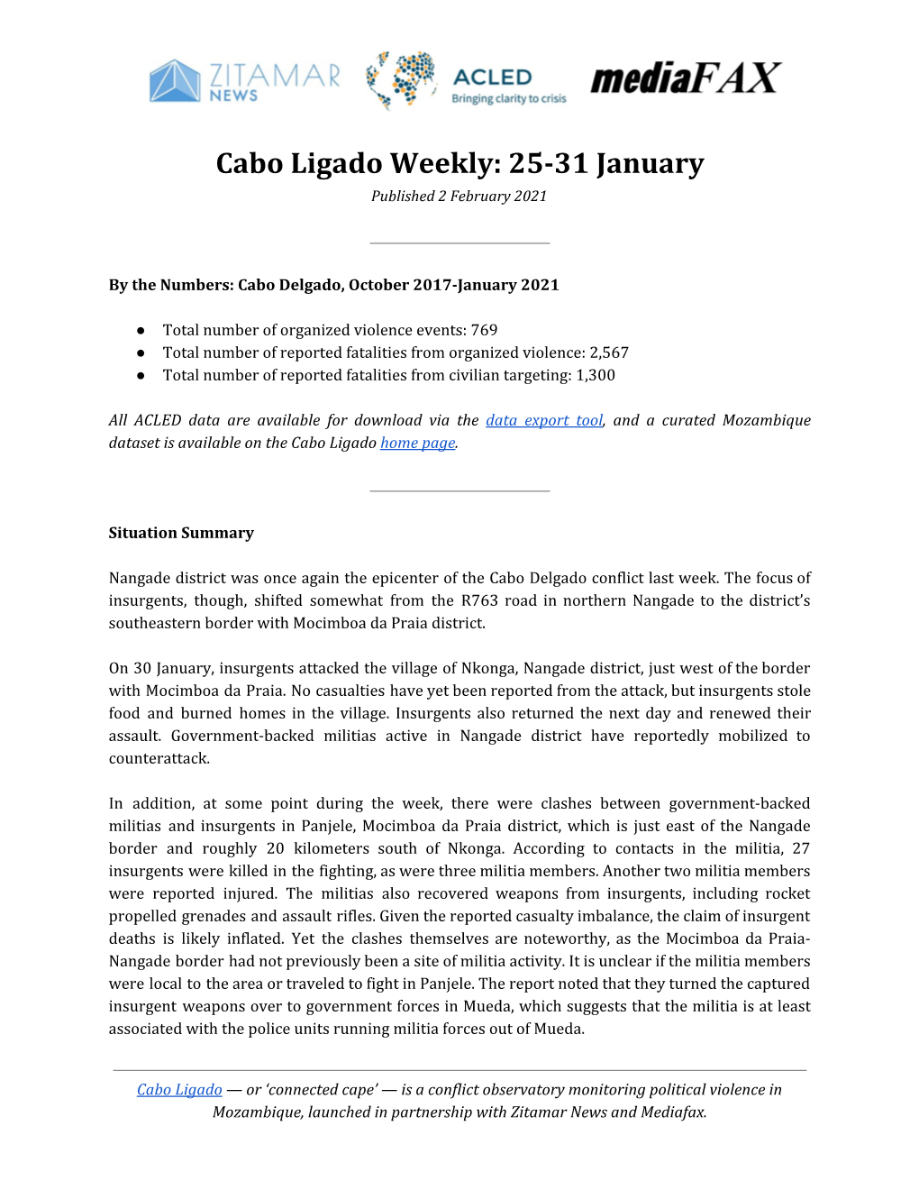 Cabo Ligado Weekly: 25-31 January Published 2 February 2021