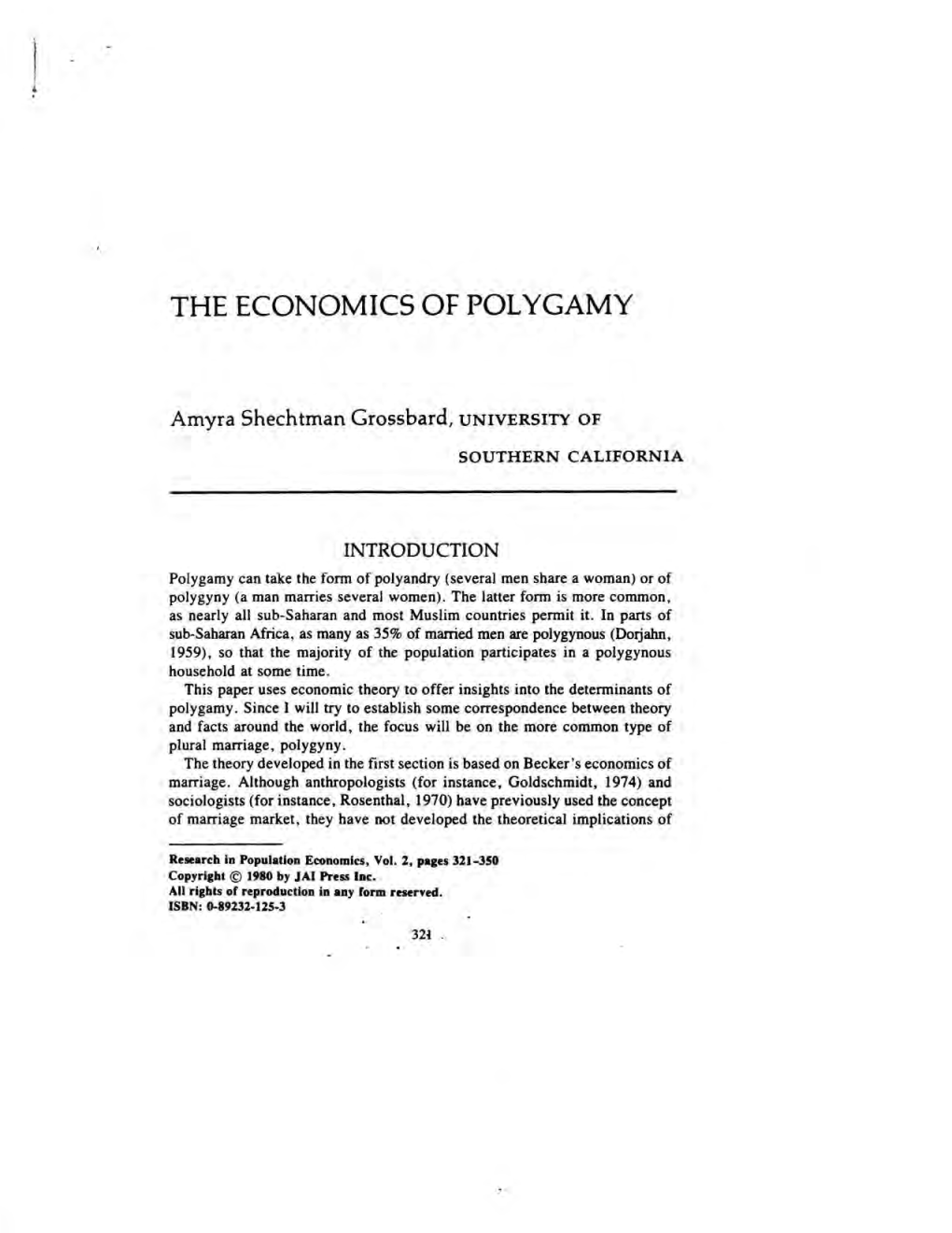 The Economics of Polygamy