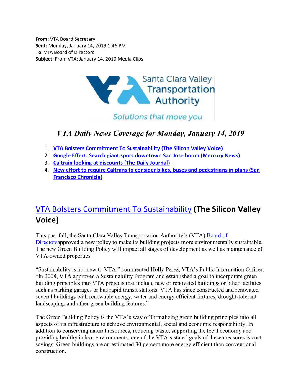 VTA Bolsters Commitment to Sustainability (The Silicon Valley Voice) 2