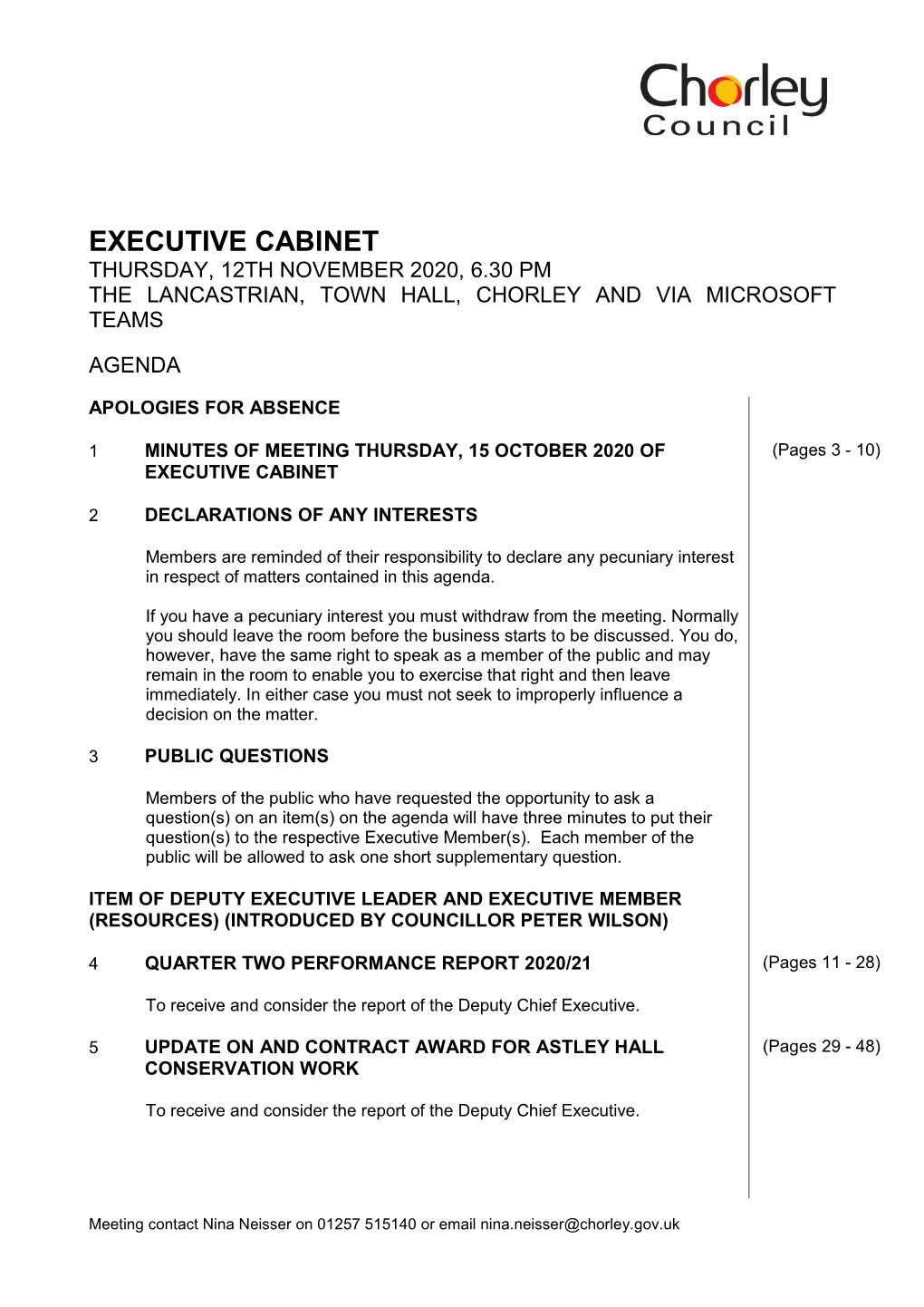 (Public Pack)Agenda Document for Executive Cabinet, 12/11/2020 18:30