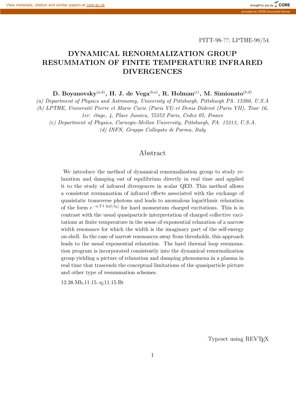 Dynamical Renormalization Group Resummation of Finite Temperature Infrared Divergences