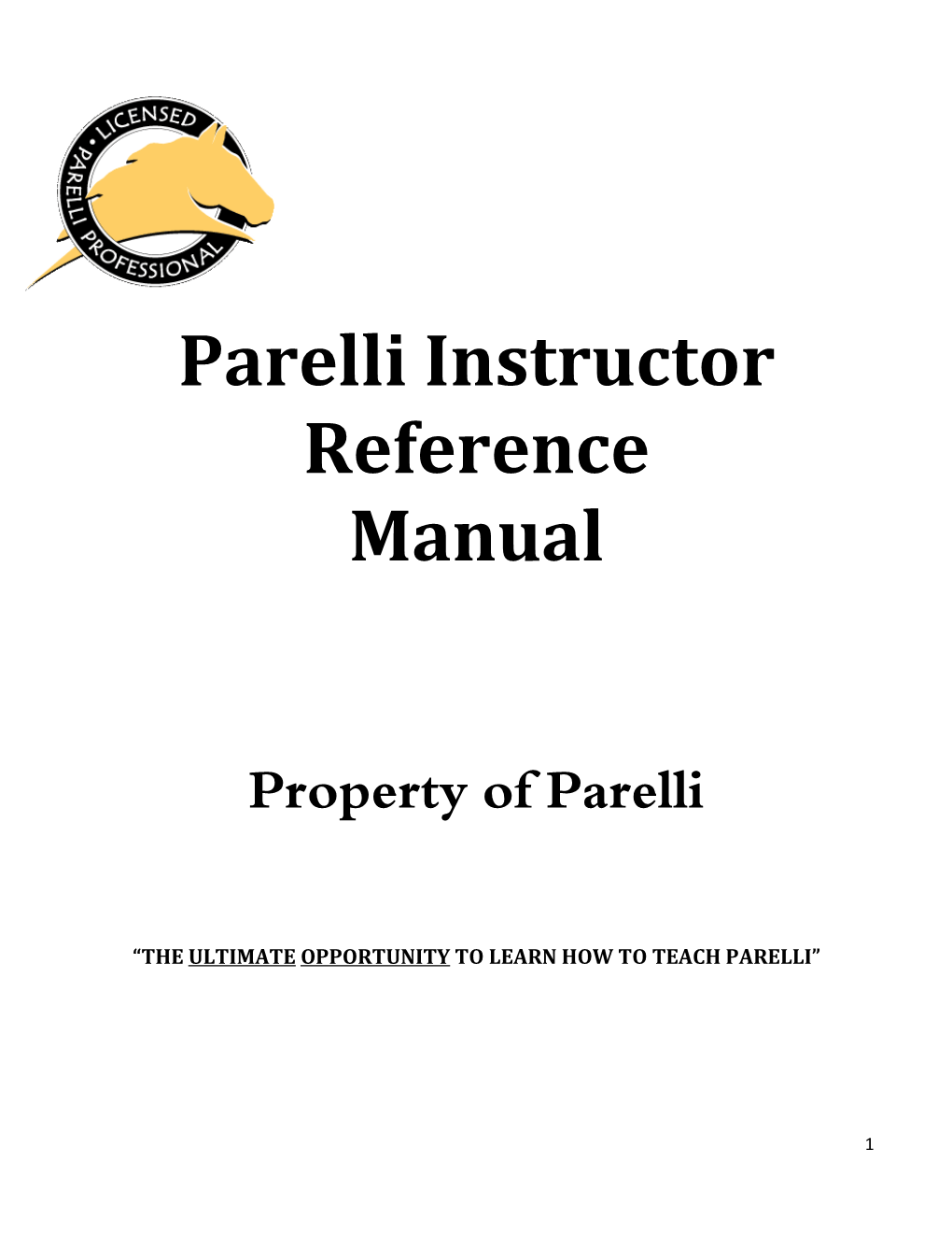 Parelli Instructor Reference Manual