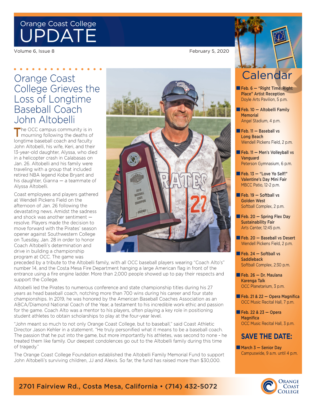 Orange Coast College UPDATE Volume 6, Issue 8 February 5, 2020