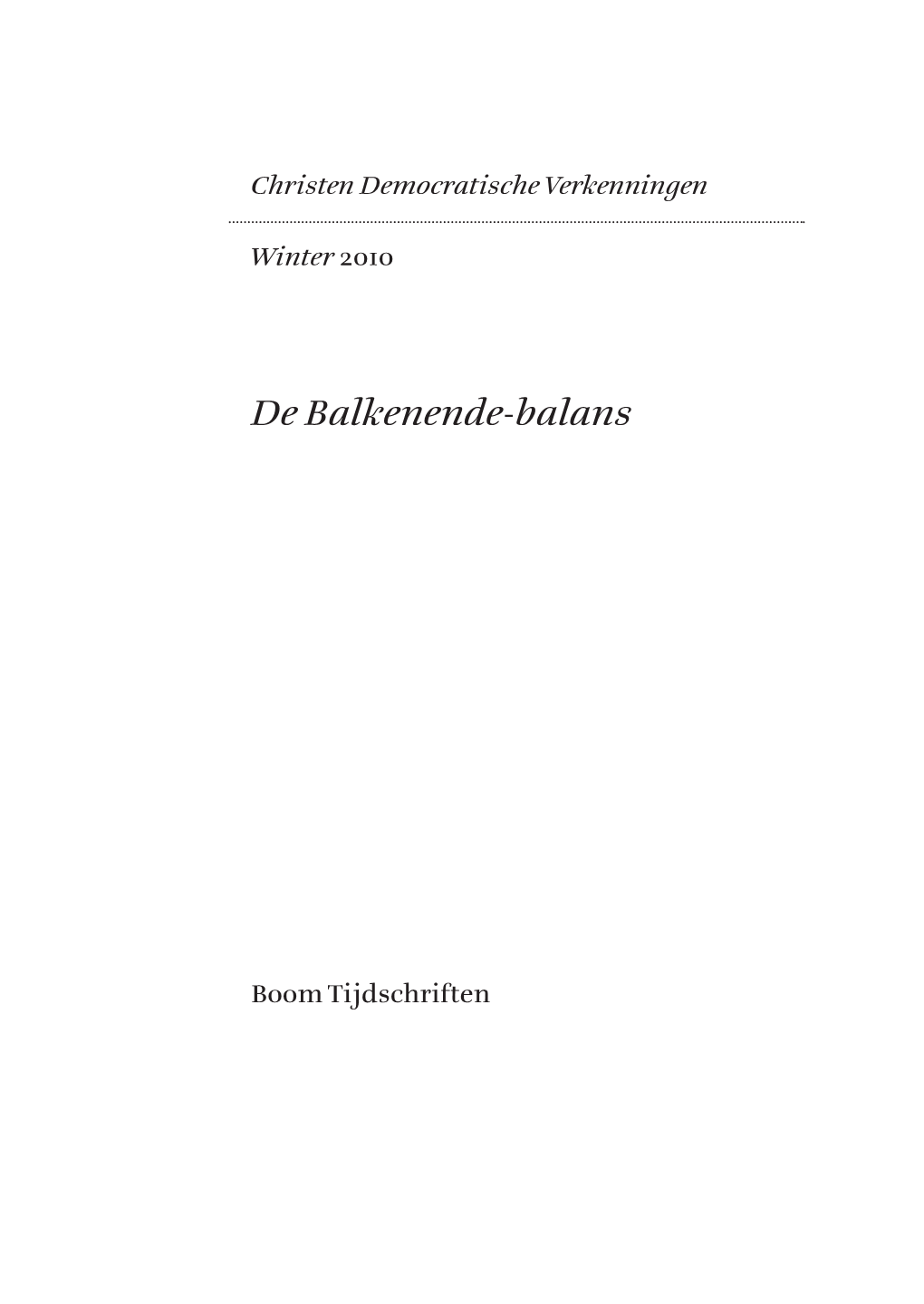 De Balkenende-Balans