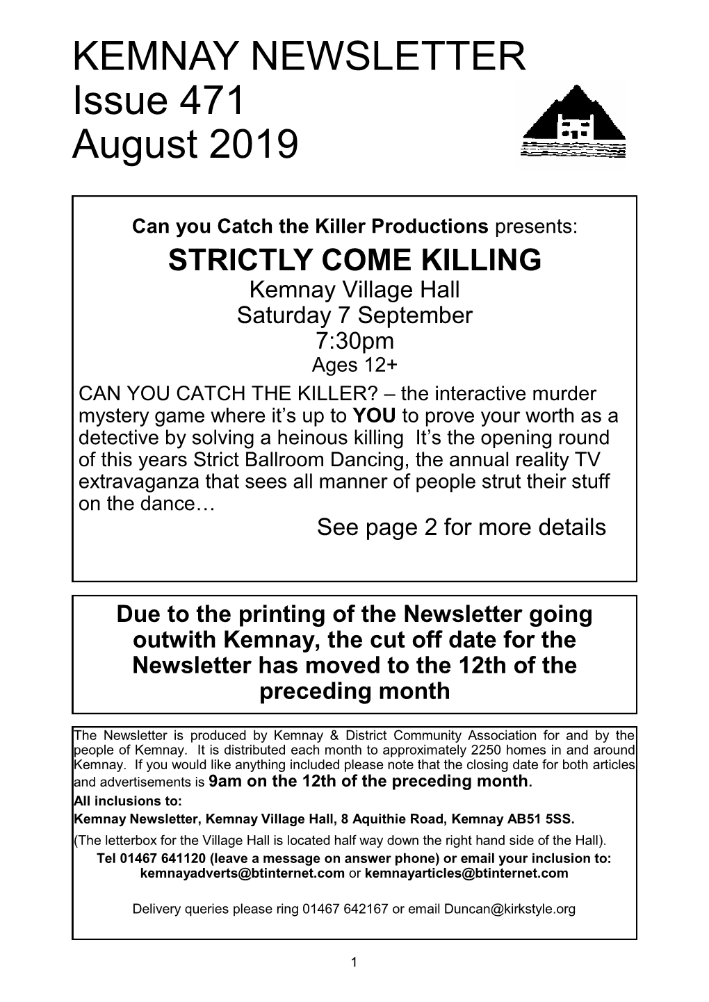 KEMNAY NEWSLETTER Issue 471 August 2019