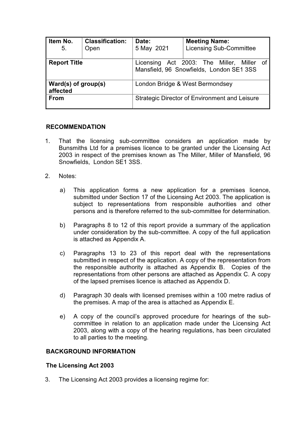 Licensing Sub-Committee Report Title Licensing Act 2003: the M