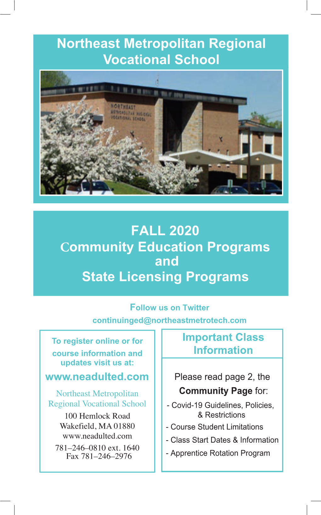 FALL 020 Community Education Programs and State Licensing
