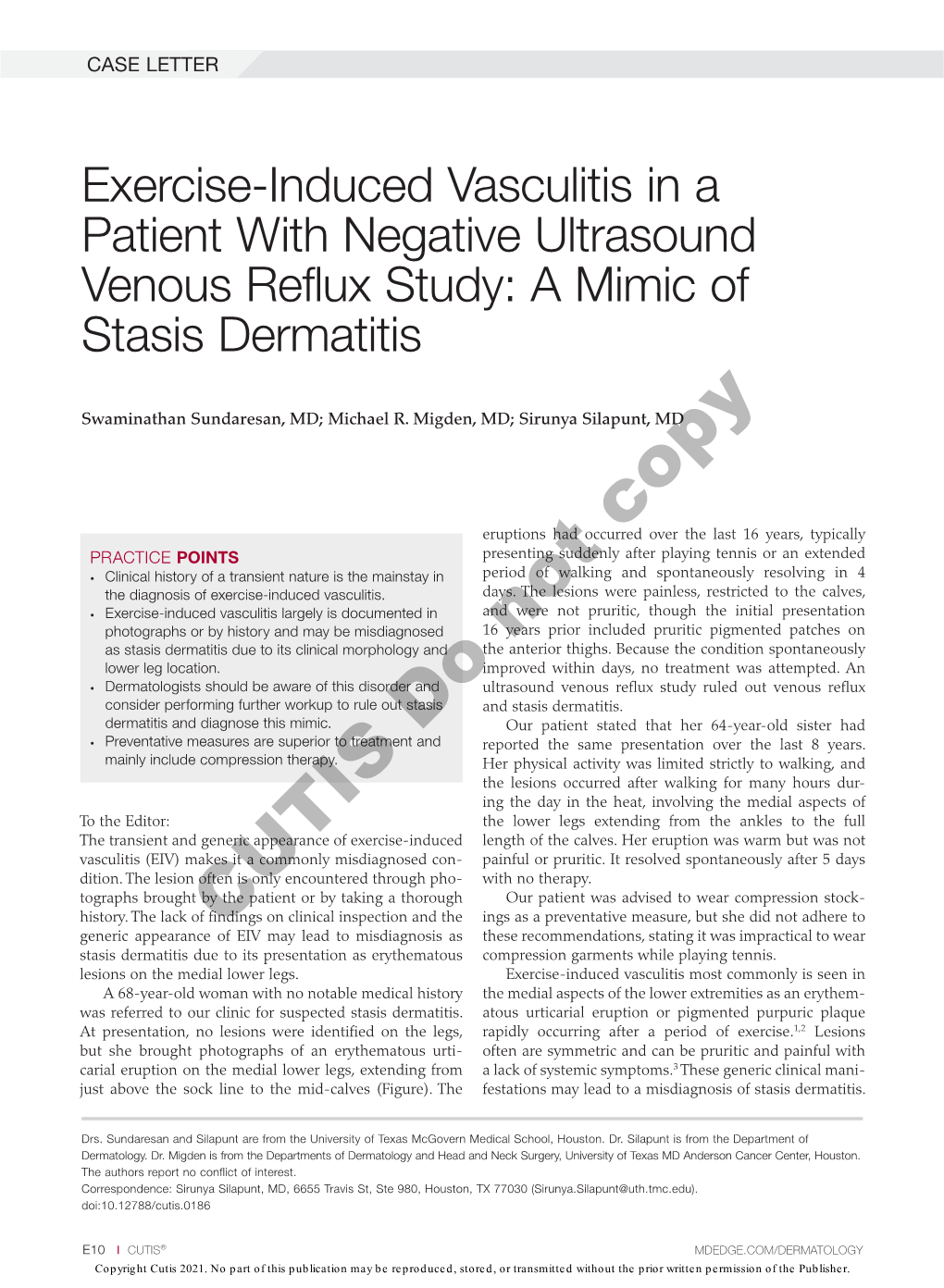 Exercise-Induced Vasculitis in a Patient with Negative Ultrasound Venous Reflux Study: a Mimic of Stasis Dermatitis