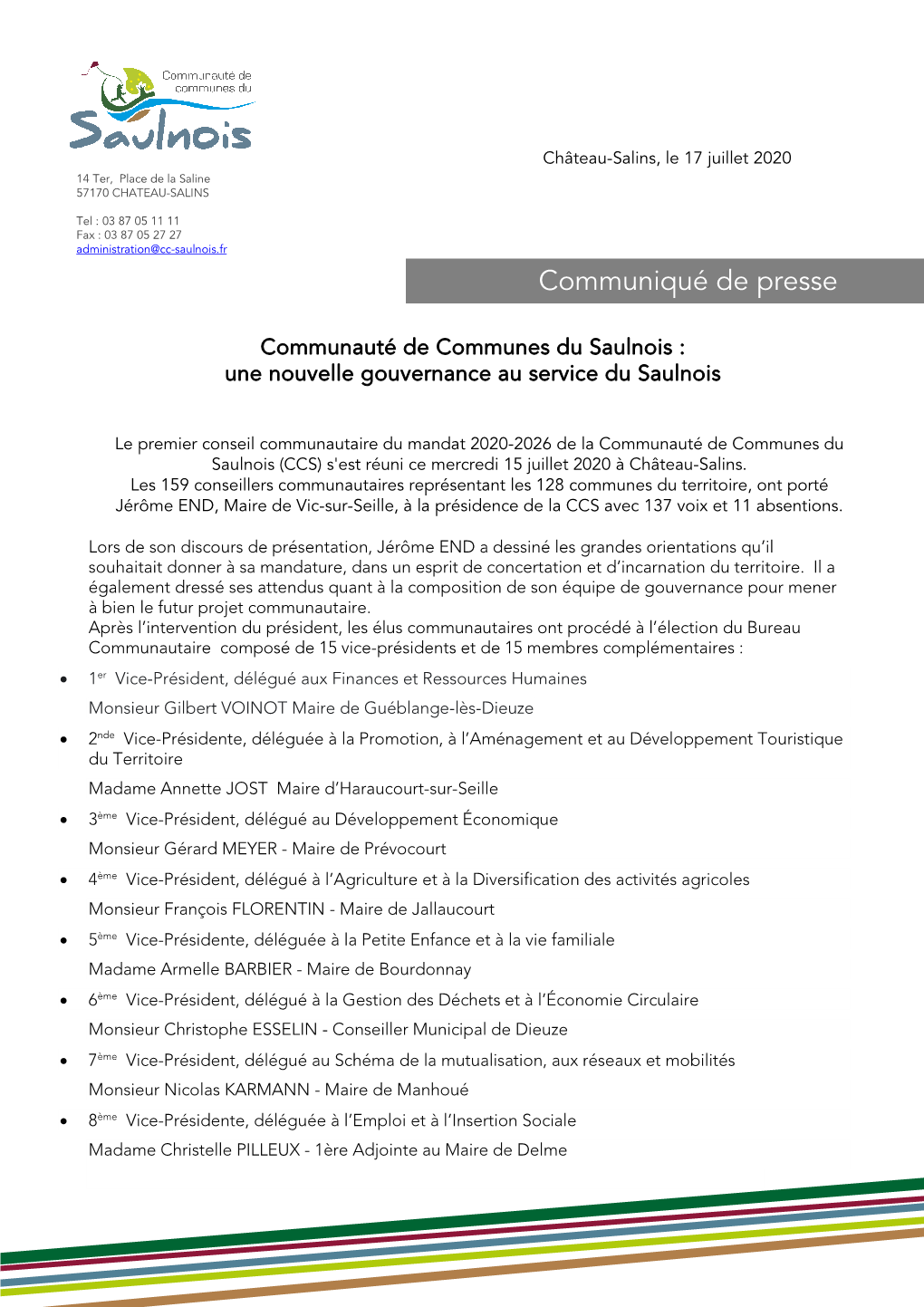 Communiqué De Presse