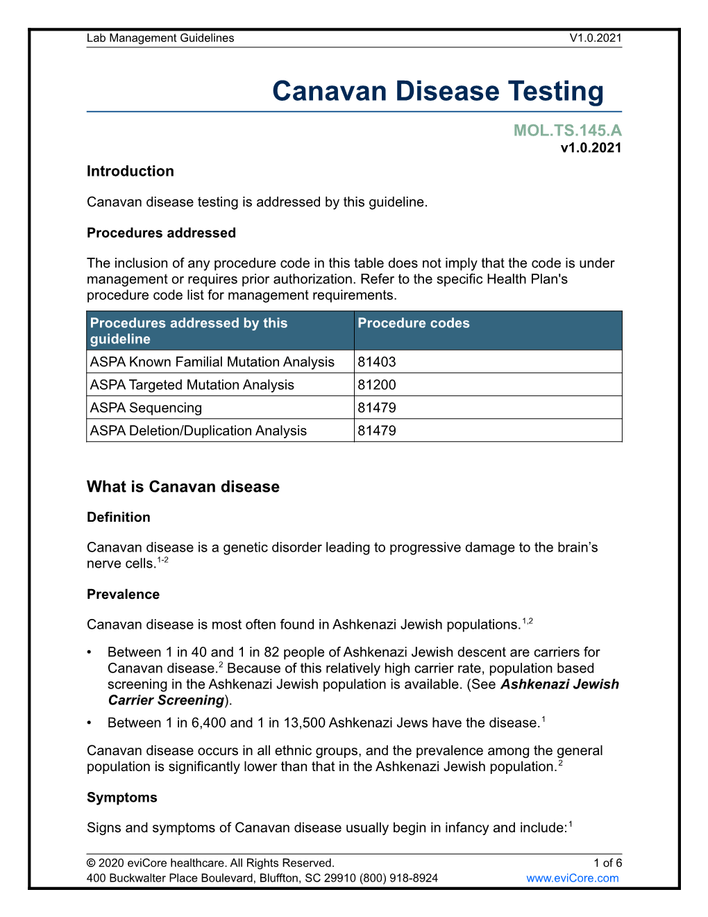 Canavan Disease Testing