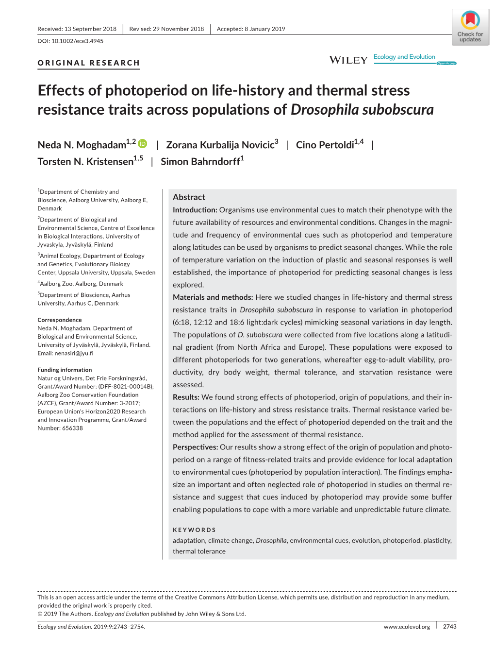 Effects of Photoperiod on Life‐History and Thermal Stress Resistance Traits Across Populations of Drosophila Subobscura