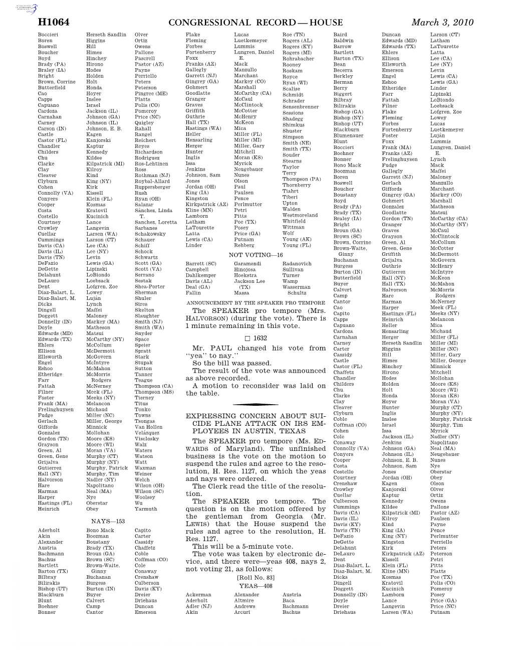 Congressional Record—House H1064