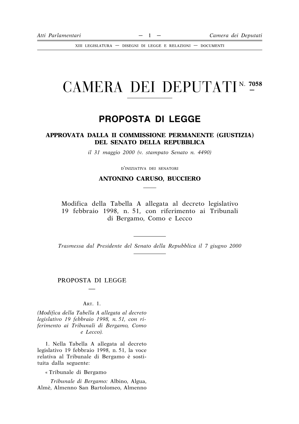 7058 Camera Dei Deputati —