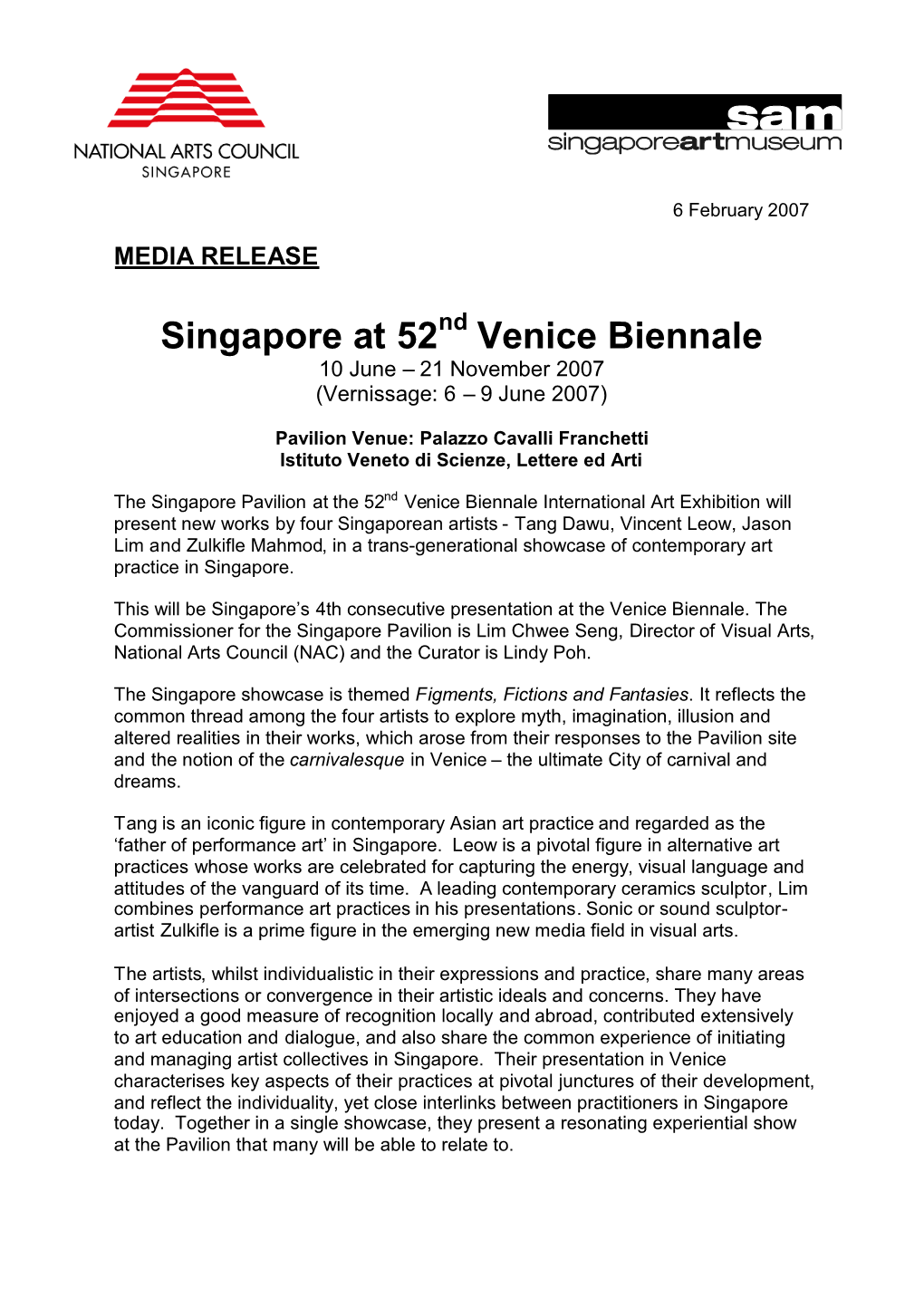 Singapore at 52 Venice Biennale