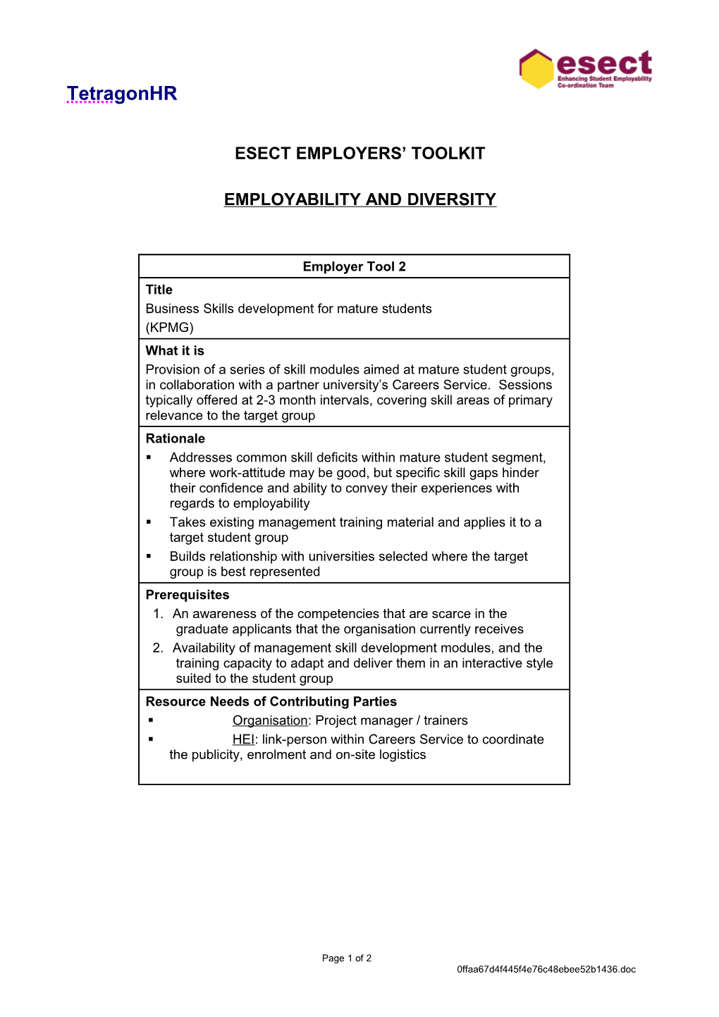 Employability & Diversity a Toolkit for Employers