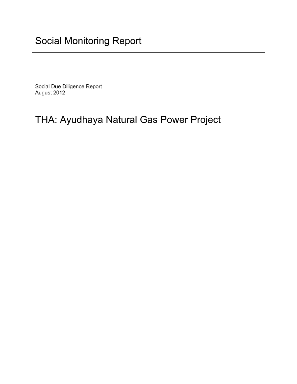 SMR: Thailand: Ayudhaya Natural Gas Power Project