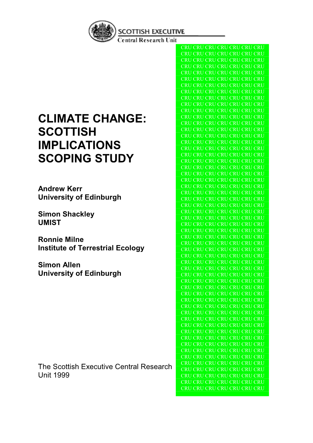 Climate Change: Scottish Implications Scoping