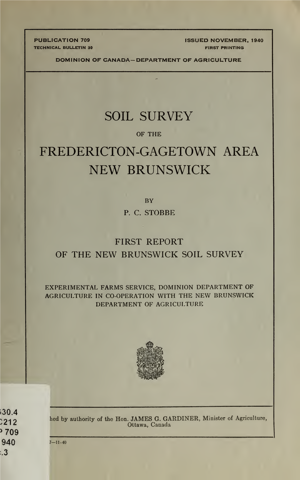 Soil Survey of the Fredericton-Gagetown Area, New