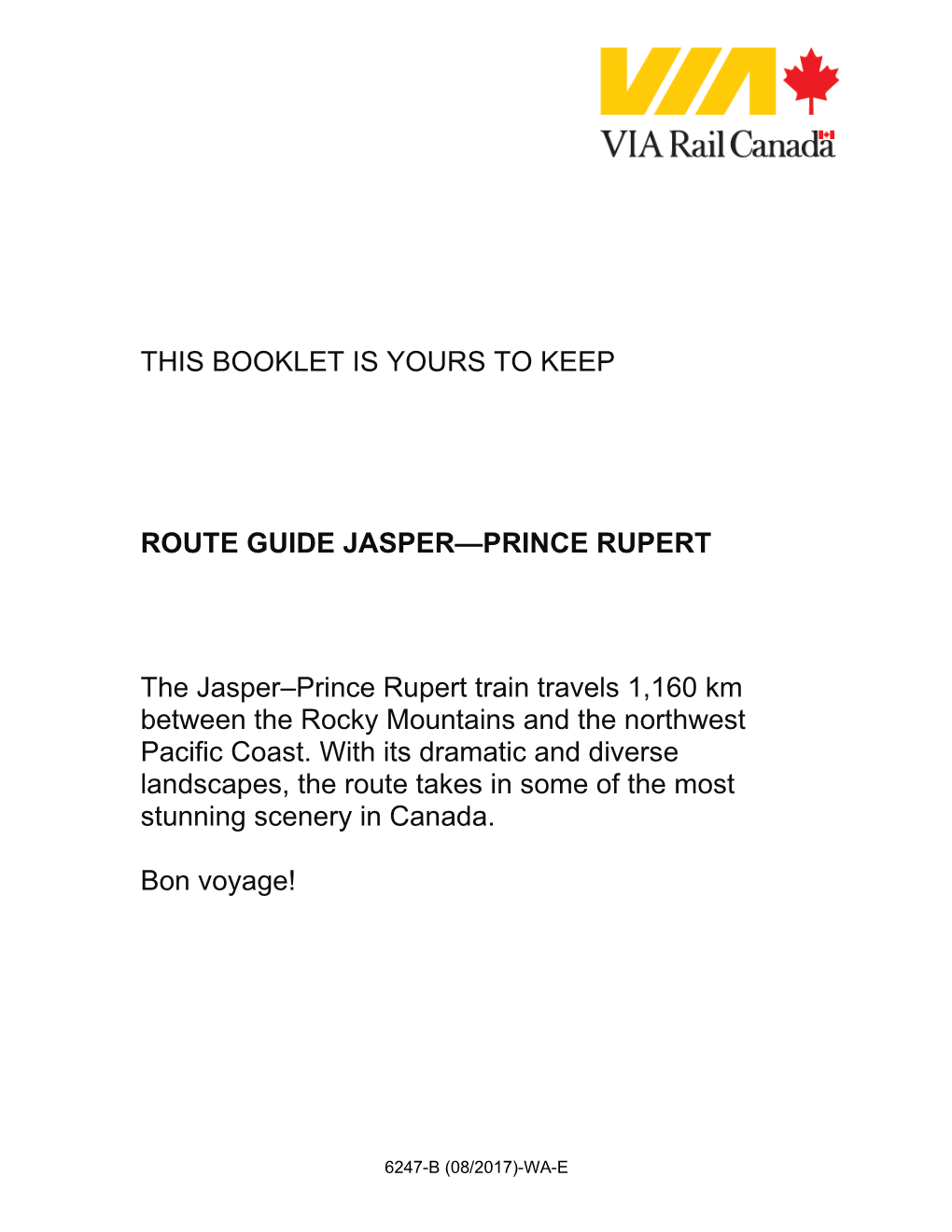 Route Guide Jasper—Prince Rupert