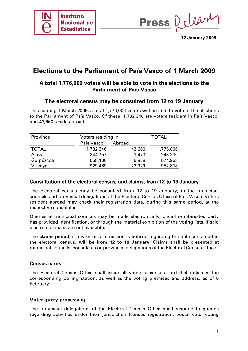 Elections to the Parliament of País Vasco of 1 March 2009