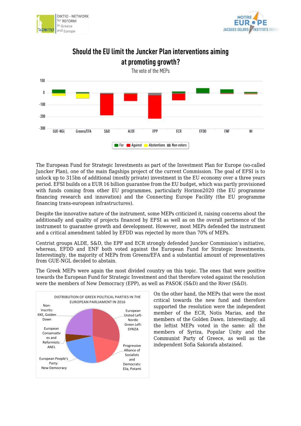 Should the EU Limit the Juncker Plan Interventions Aiming at Promoting Growth? the Vote of the Meps