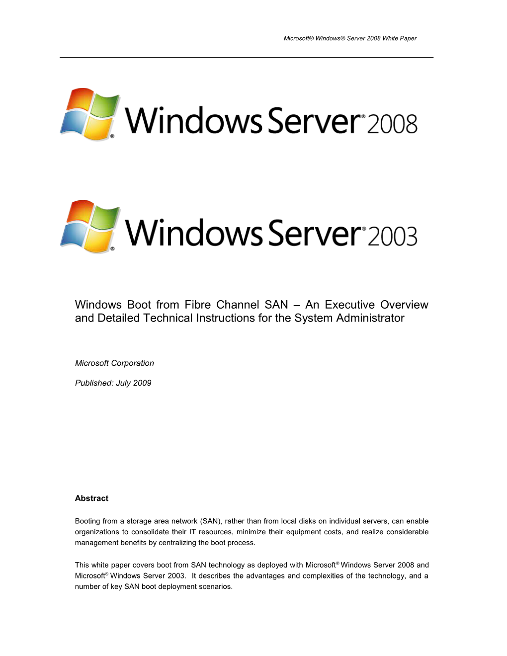 Microsoft Windows Server 2008 White Paper