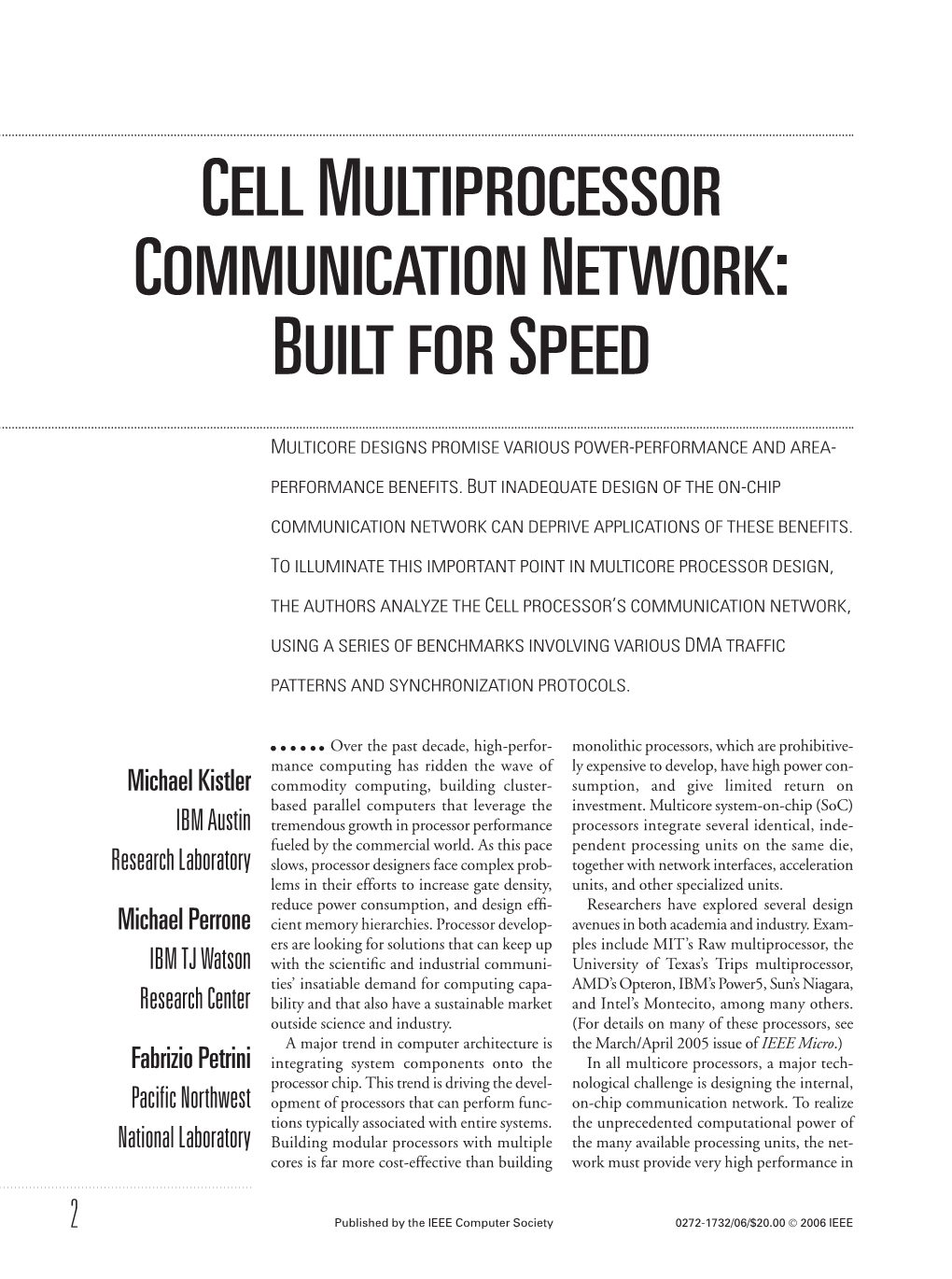 Cell Multiprocessor Communication Network: Built for Speed