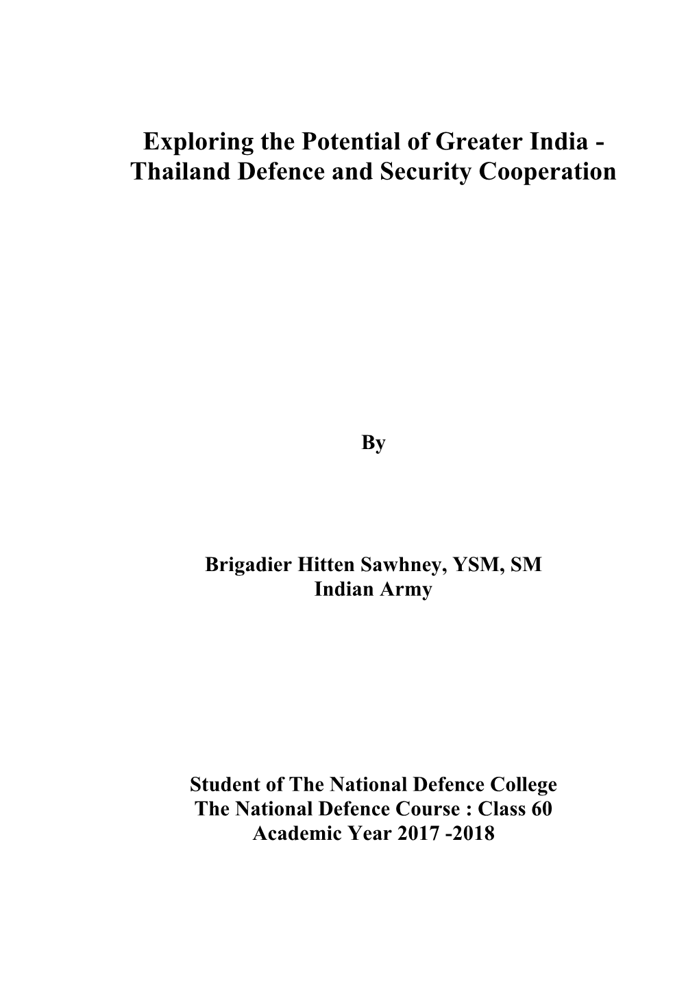 Thailand Defence and Security Cooperation