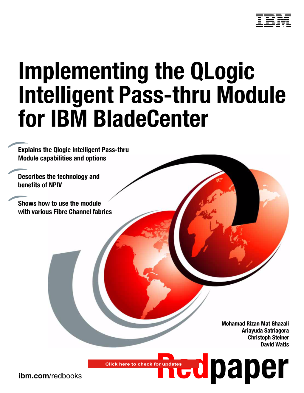 Implementing the Qlogic Intelligent Pass-Thru Module for IBM Bladecenter