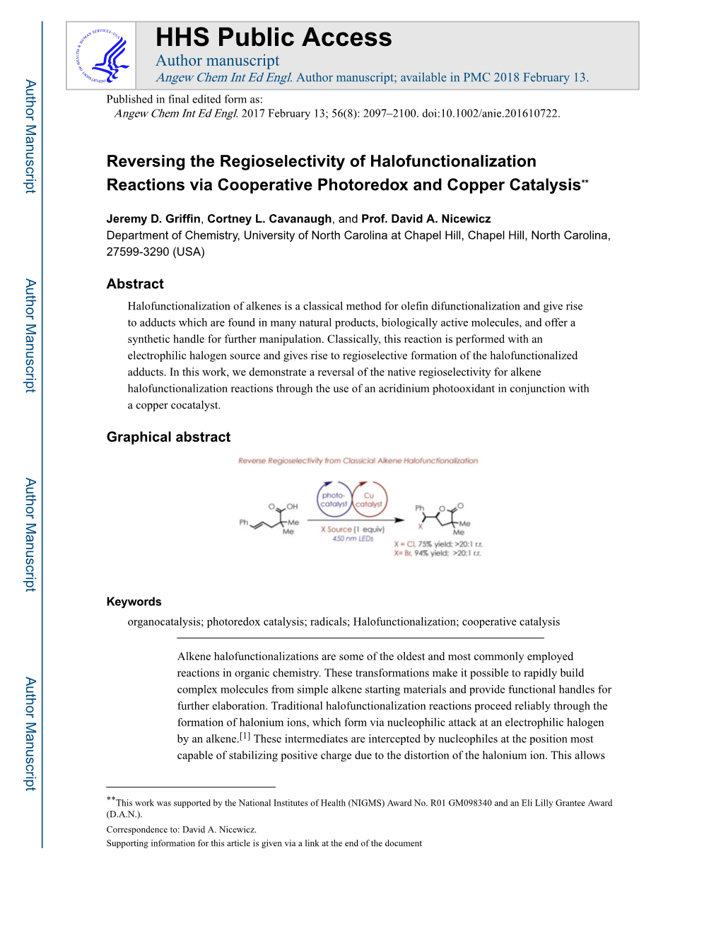 Reversing the Regioselectivity of Halofunctionalization Reactions Via Cooperative Photoredox and Copper Catalysis**