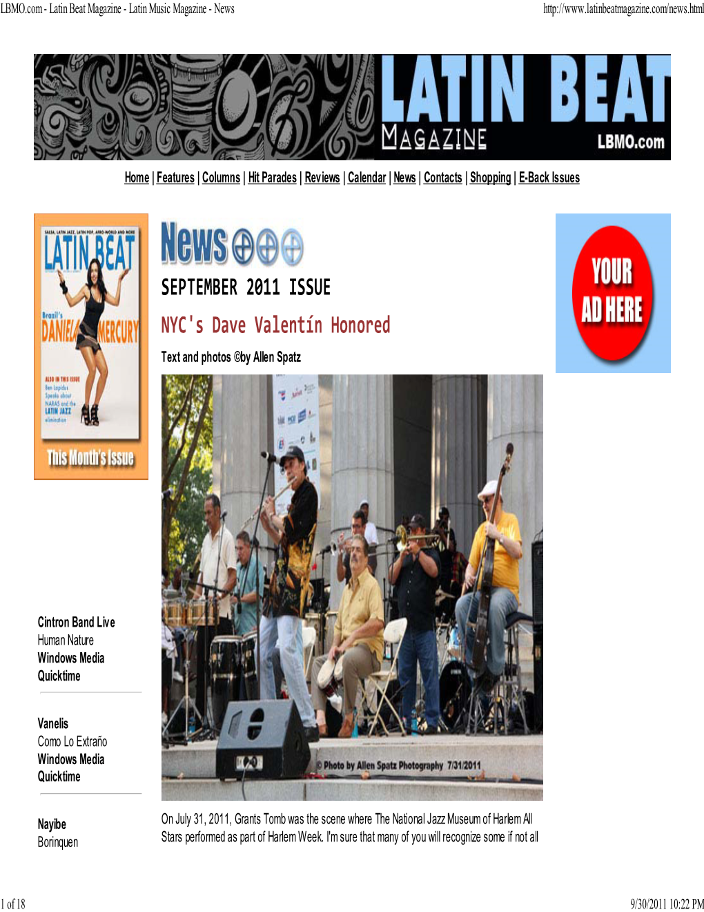 LBMO.Com - Latin Beat Magazine - Latin Music Magazine - News