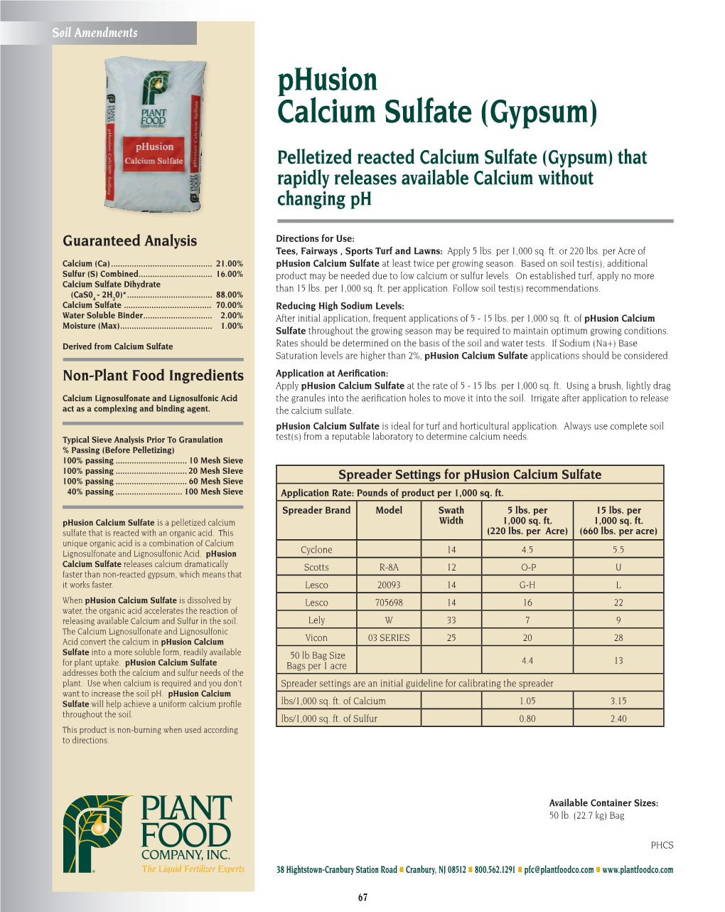 Phusion Calcium Sulfate (Gypsum) Pelletized Reacted Calcium Sulfate (Gypsum) That Rapidly Releases Available Calcium Without Changing Ph