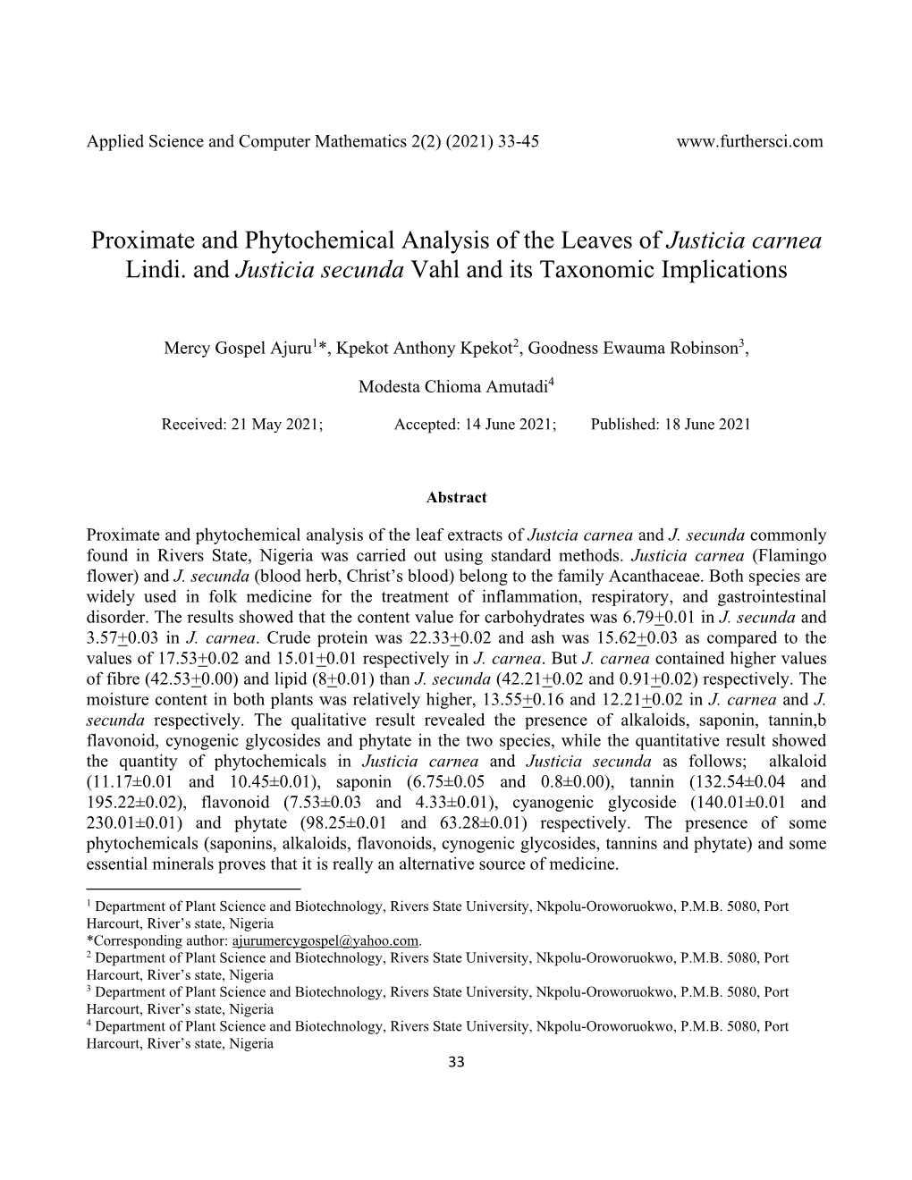 Comparative Study of Proximate and Phytochemical Analysis of The