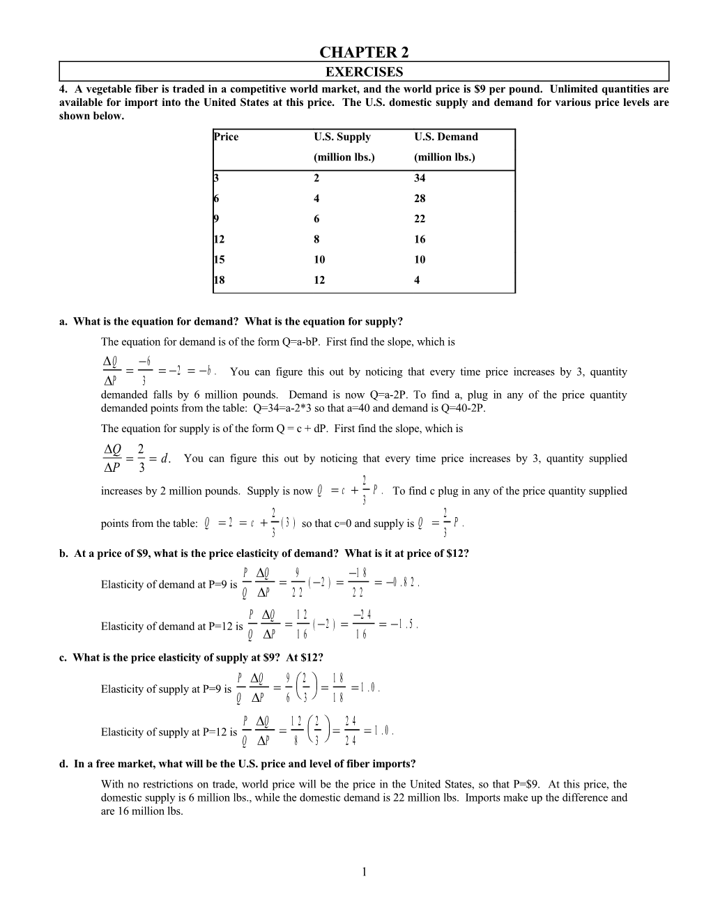 A. What Is the Equation for Demand? What Is the Equation for Supply?