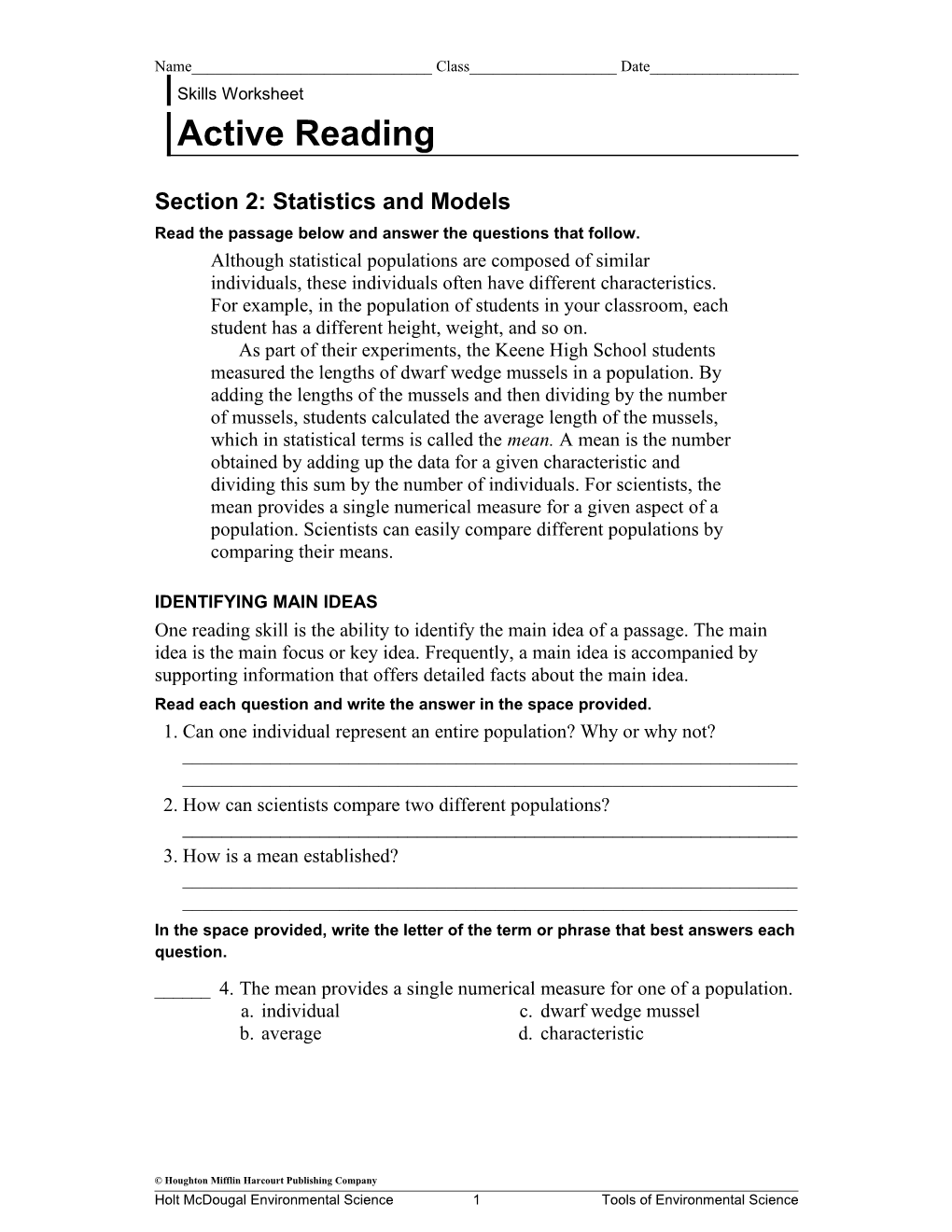 Section 2: Statistics and Models