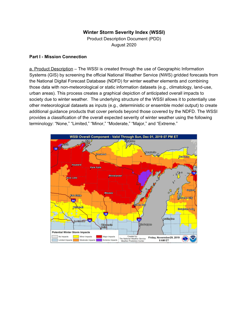 Winter Storm Severity Index (WSSI) Product Description Document (PDD) August 2020