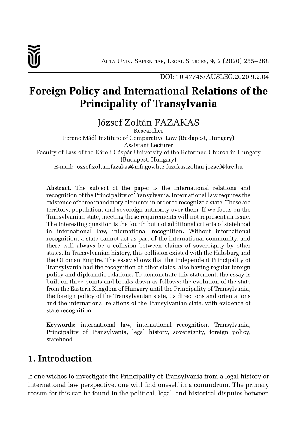 Foreign Policy and International Relations of the Principality Of